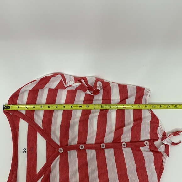 SO Burnout Pink & White Striped Shirt Button Up Tie Front New Size Small - Picture 15 of 15